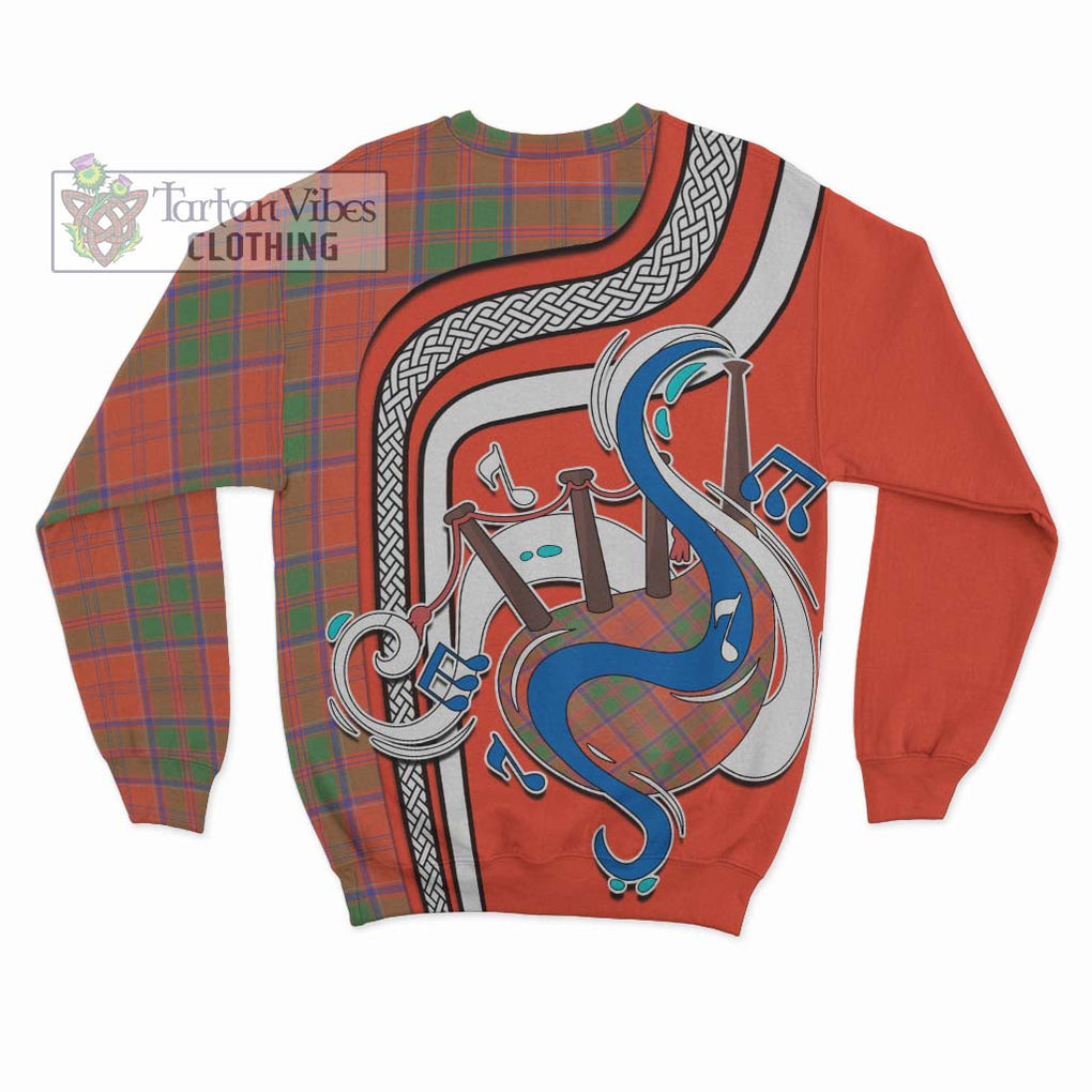 Tartan Vibes Clothing Grant Ancient Tartan Sweatshirt with Epic Bagpipe Style