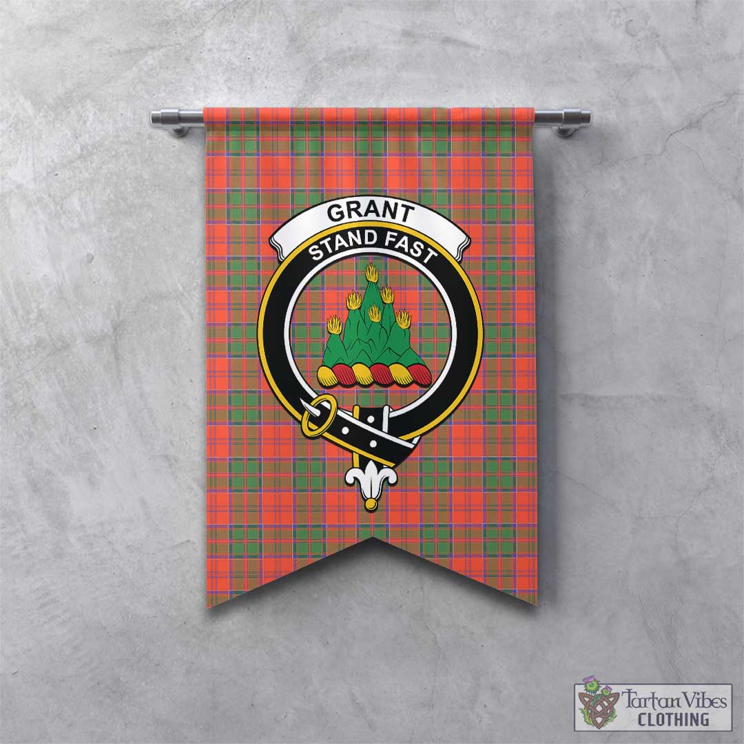 Tartan Vibes Clothing Grant Ancient Tartan Gonfalon, Tartan Banner with Family Crest