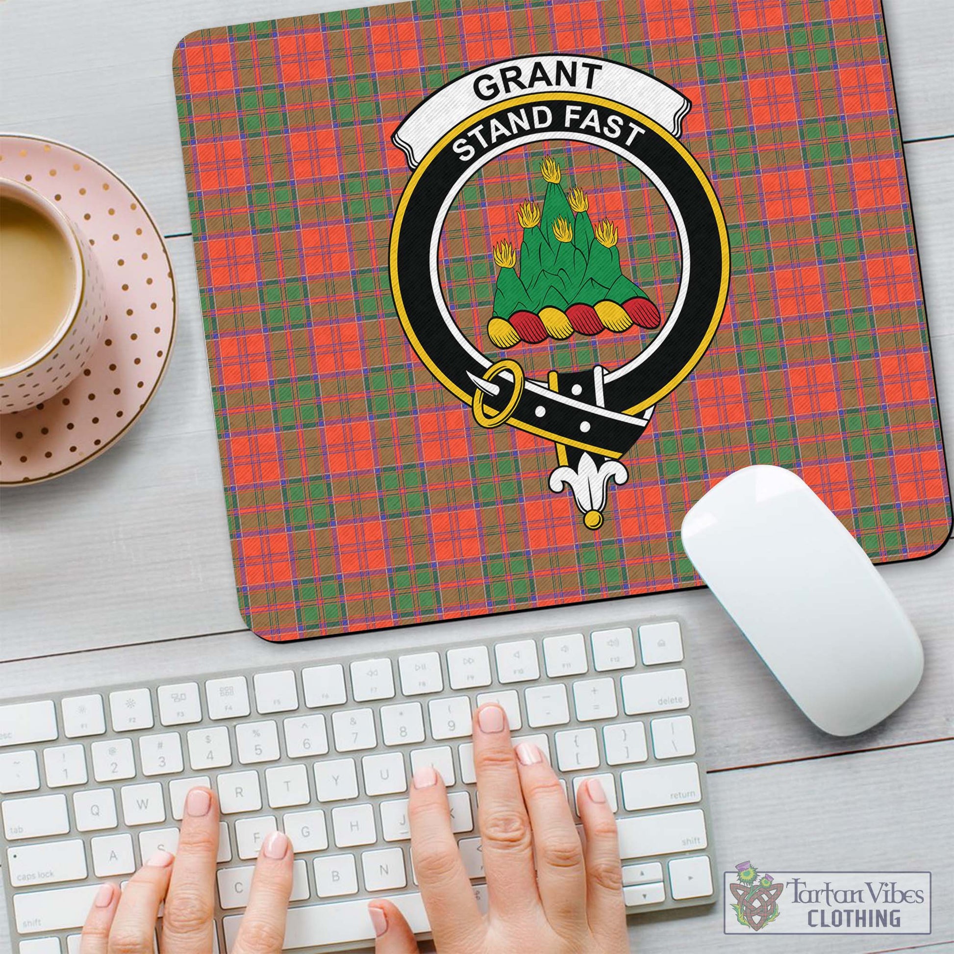 Tartan Vibes Clothing Grant Ancient Tartan Mouse Pad with Family Crest