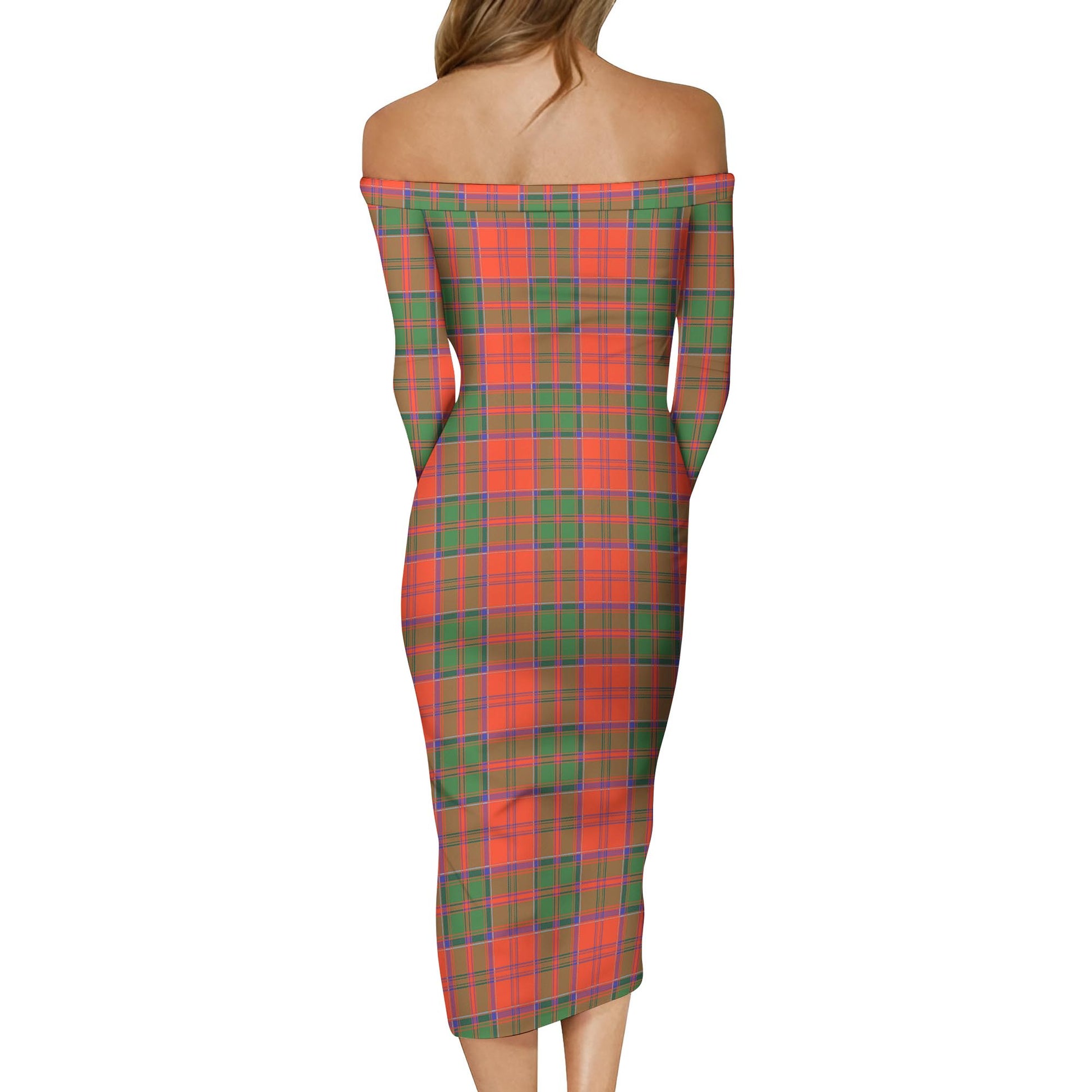 Grant Ancient Tartan Off Shoulder Lady Dress - Tartanvibesclothing