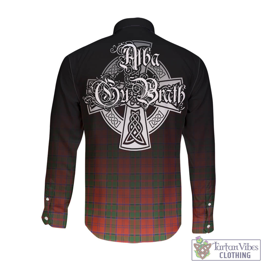 Tartan Vibes Clothing Grant Ancient Tartan Long Sleeve Button Up Featuring Alba Gu Brath Family Crest Celtic Inspired