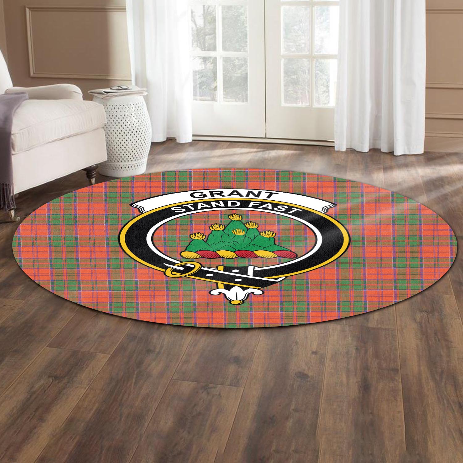 grant-ancient-tartan-round-rug-with-family-crest