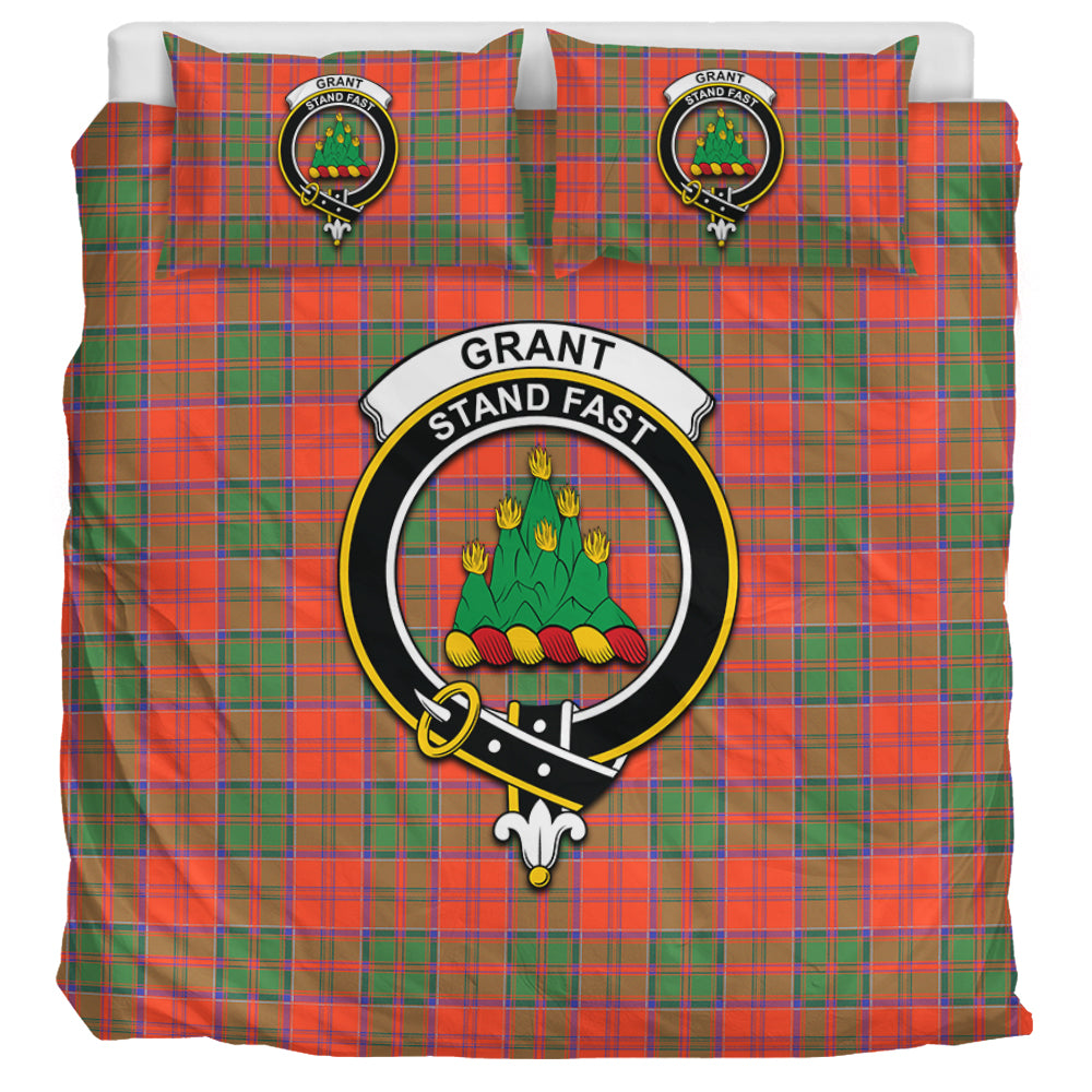 Grant Ancient Tartan Bedding Set with Family Crest UK Bedding Set UK Super King 104*94 inch - Tartan Vibes Clothing