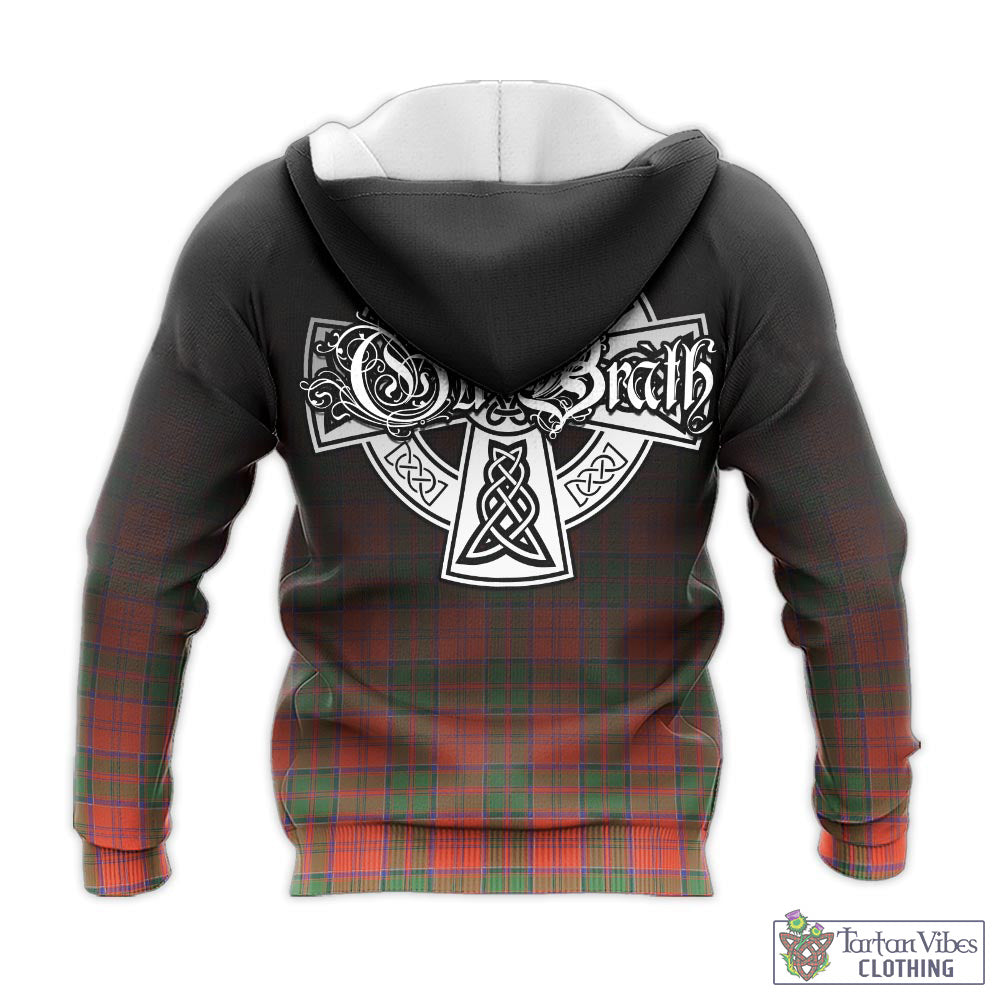 Tartan Vibes Clothing Grant Ancient Tartan Knitted Hoodie Featuring Alba Gu Brath Family Crest Celtic Inspired