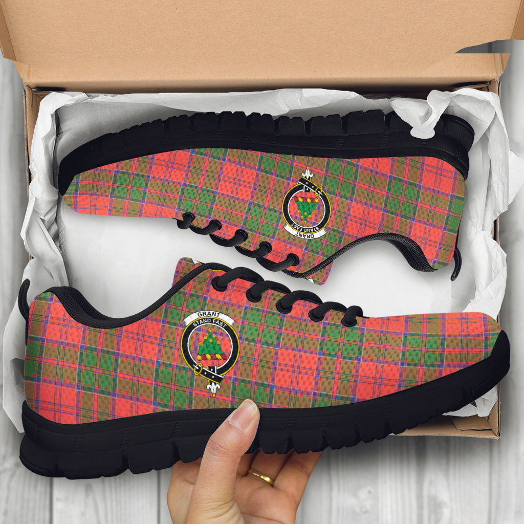 Grant Ancient Tartan Sneakers with Family Crest - Tartan Vibes Clothing