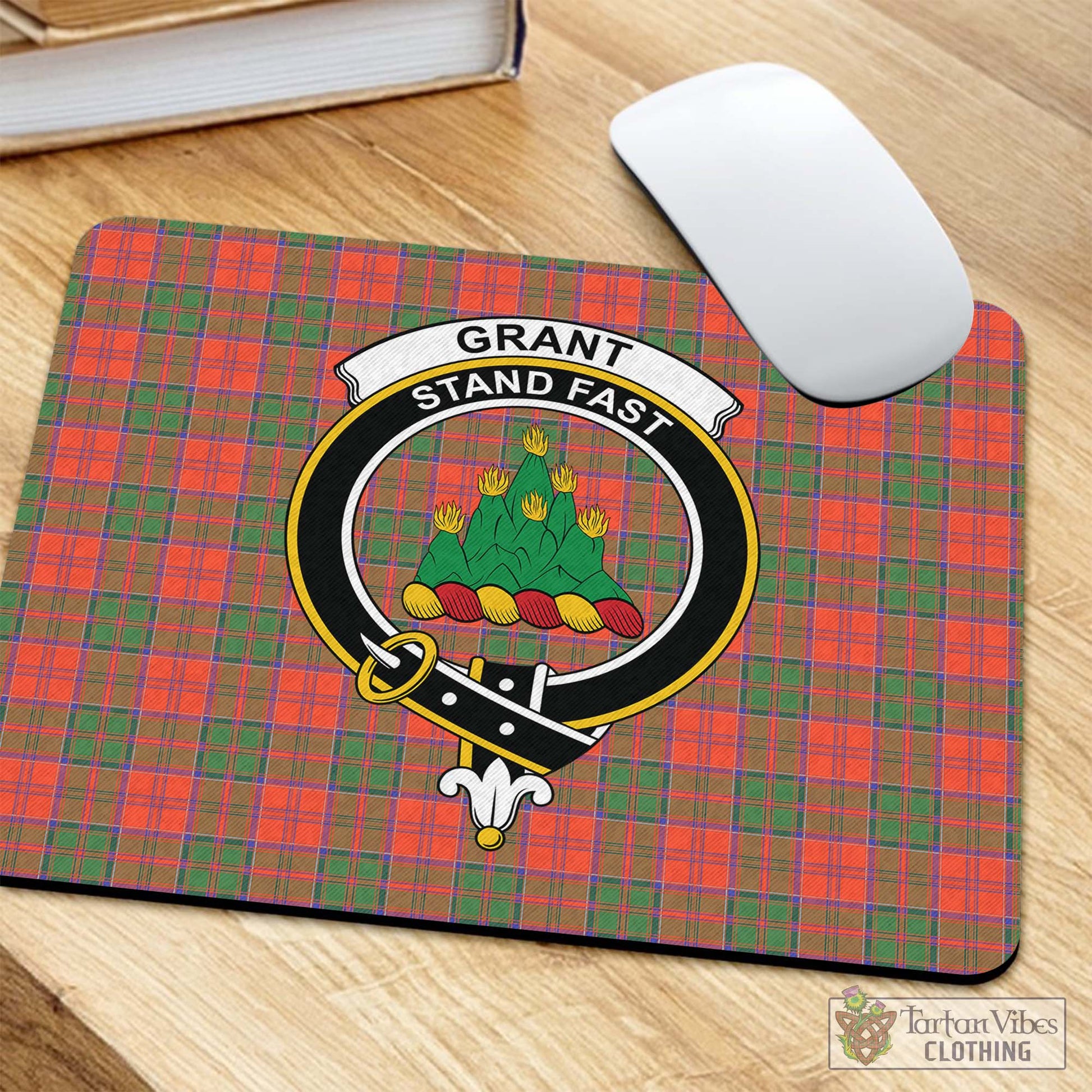 Tartan Vibes Clothing Grant Ancient Tartan Mouse Pad with Family Crest