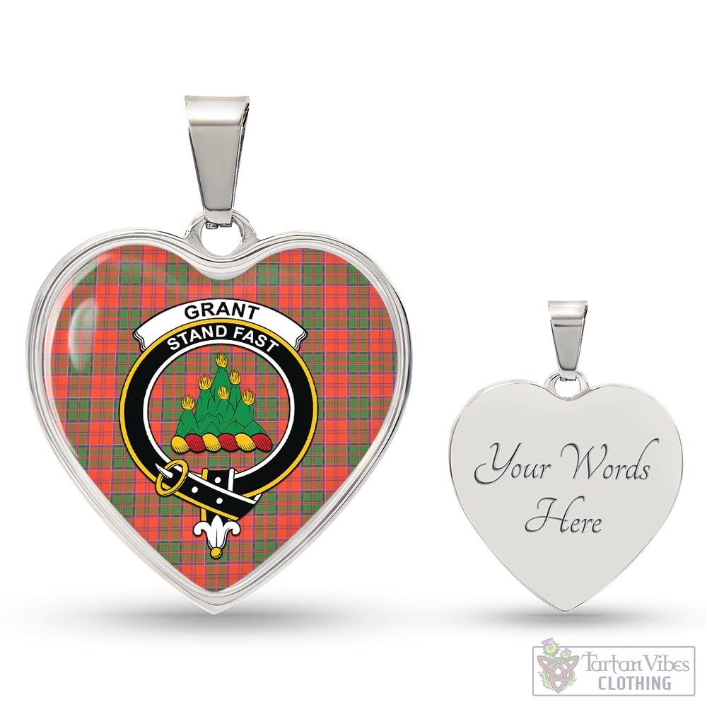 Tartan Vibes Clothing Grant Ancient Tartan Heart Necklace with Family Crest