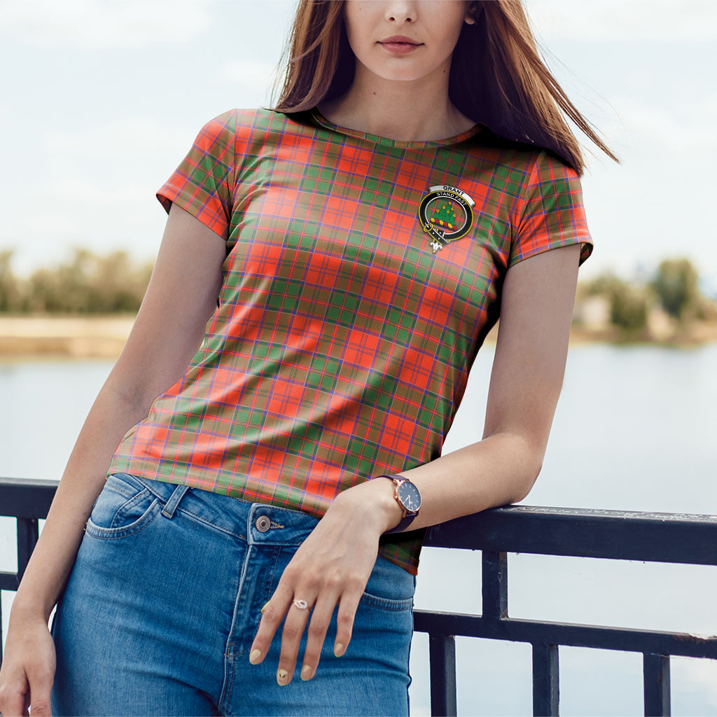 Grant Ancient Tartan T-Shirt with Family Crest - Tartan Vibes Clothing