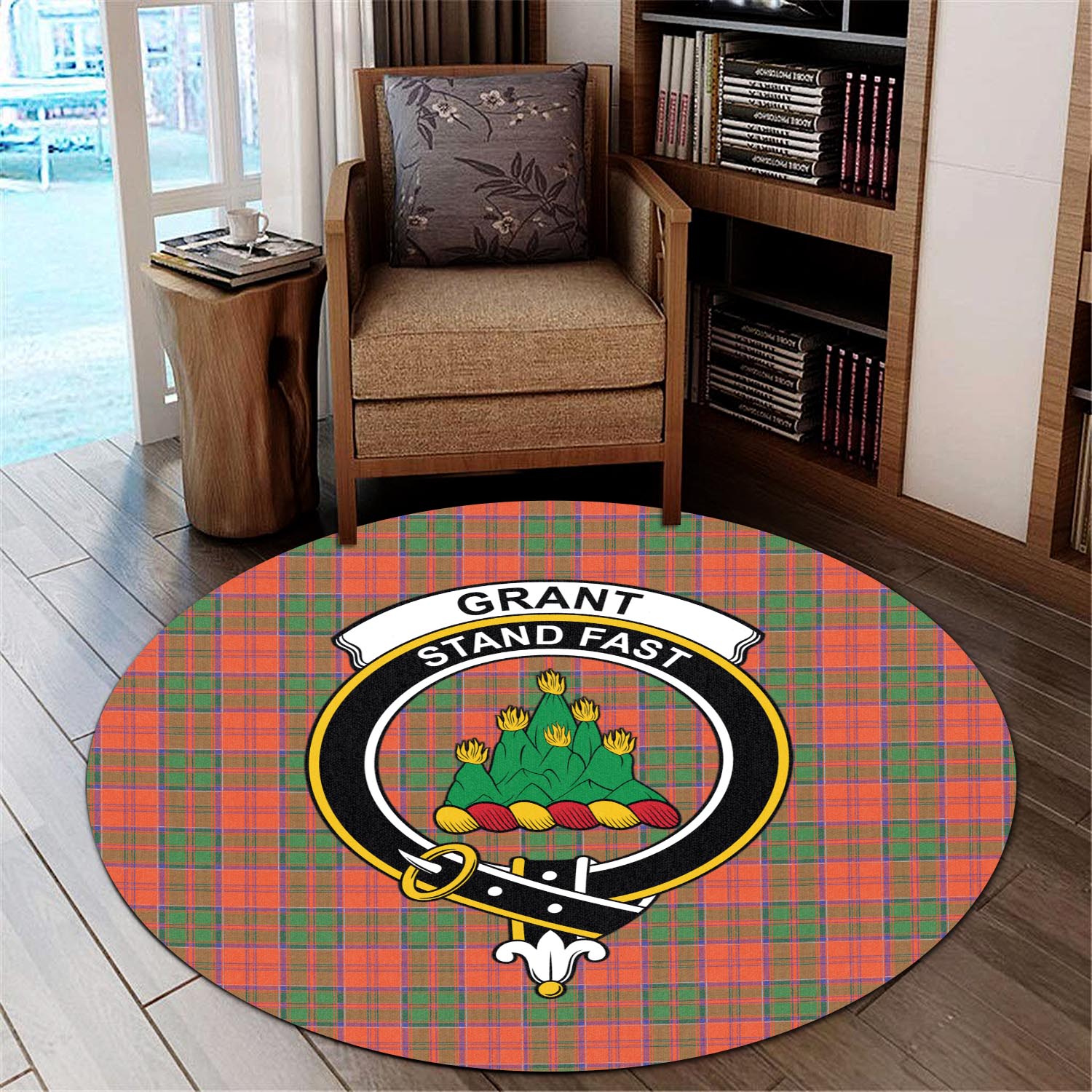 grant-ancient-tartan-round-rug-with-family-crest