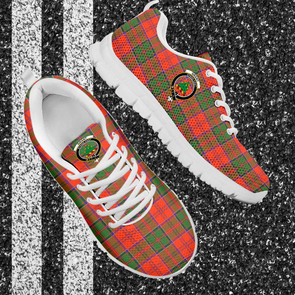 Grant Ancient Tartan Sneakers with Family Crest - Tartan Vibes Clothing