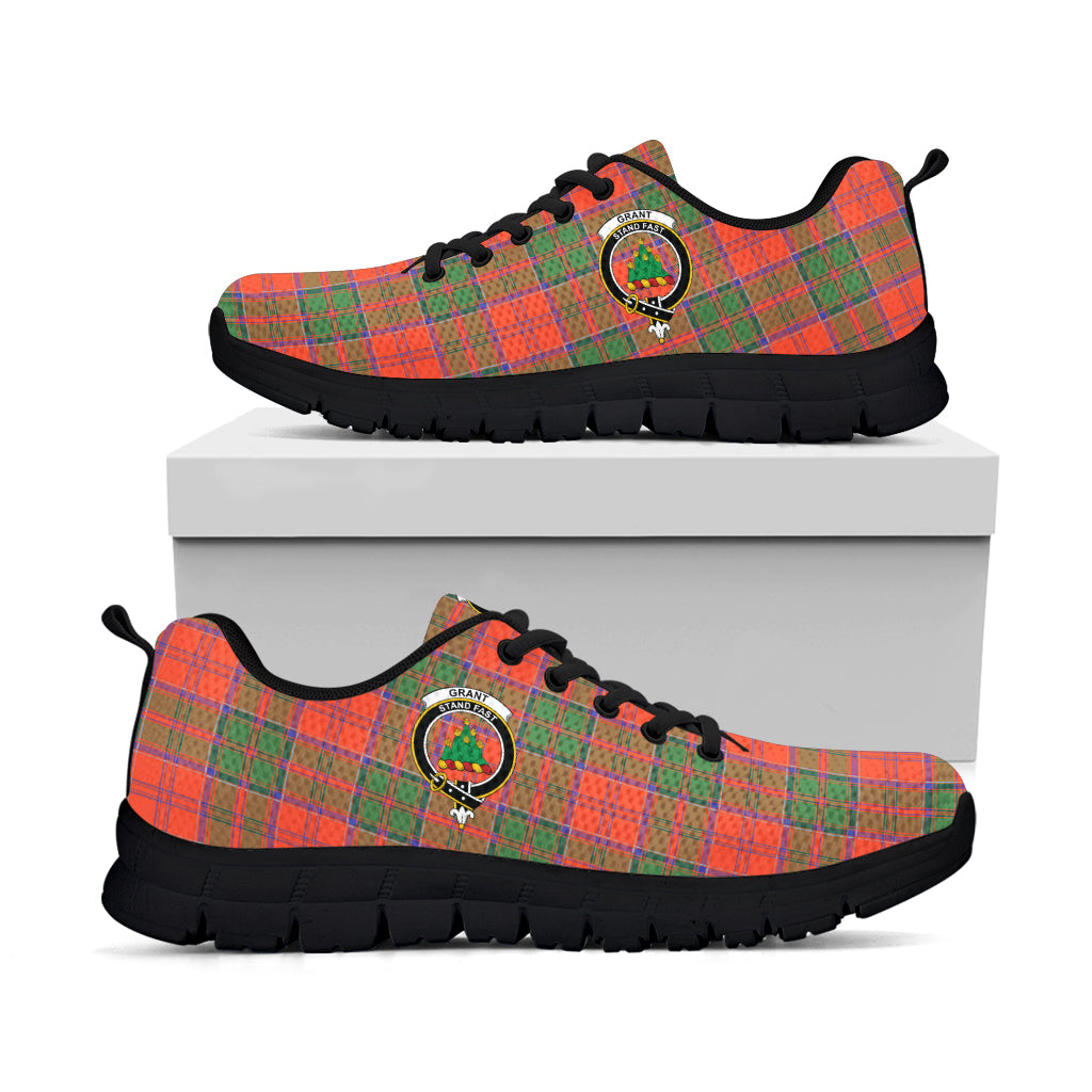 Grant Ancient Tartan Sneakers with Family Crest - Tartan Vibes Clothing