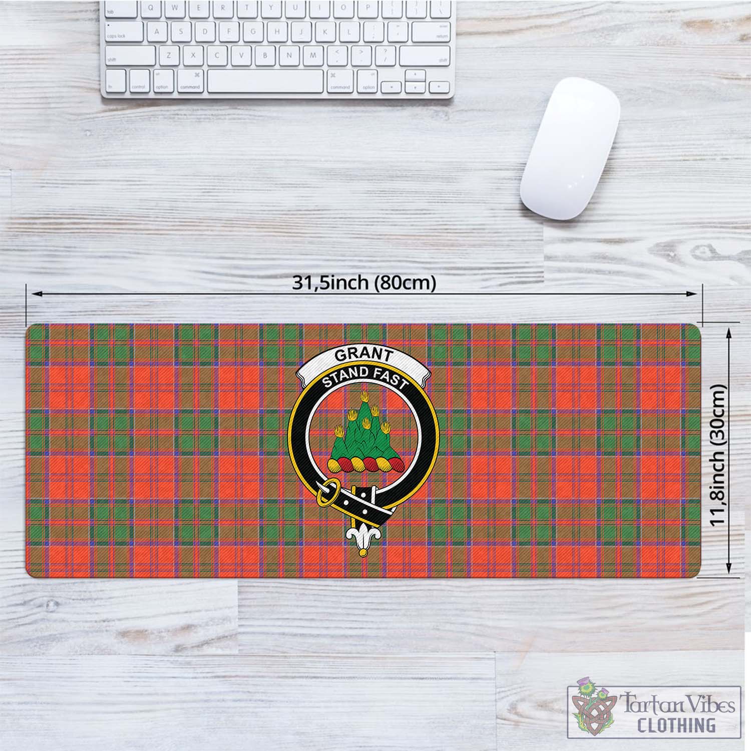 Tartan Vibes Clothing Grant Ancient Tartan Mouse Pad with Family Crest