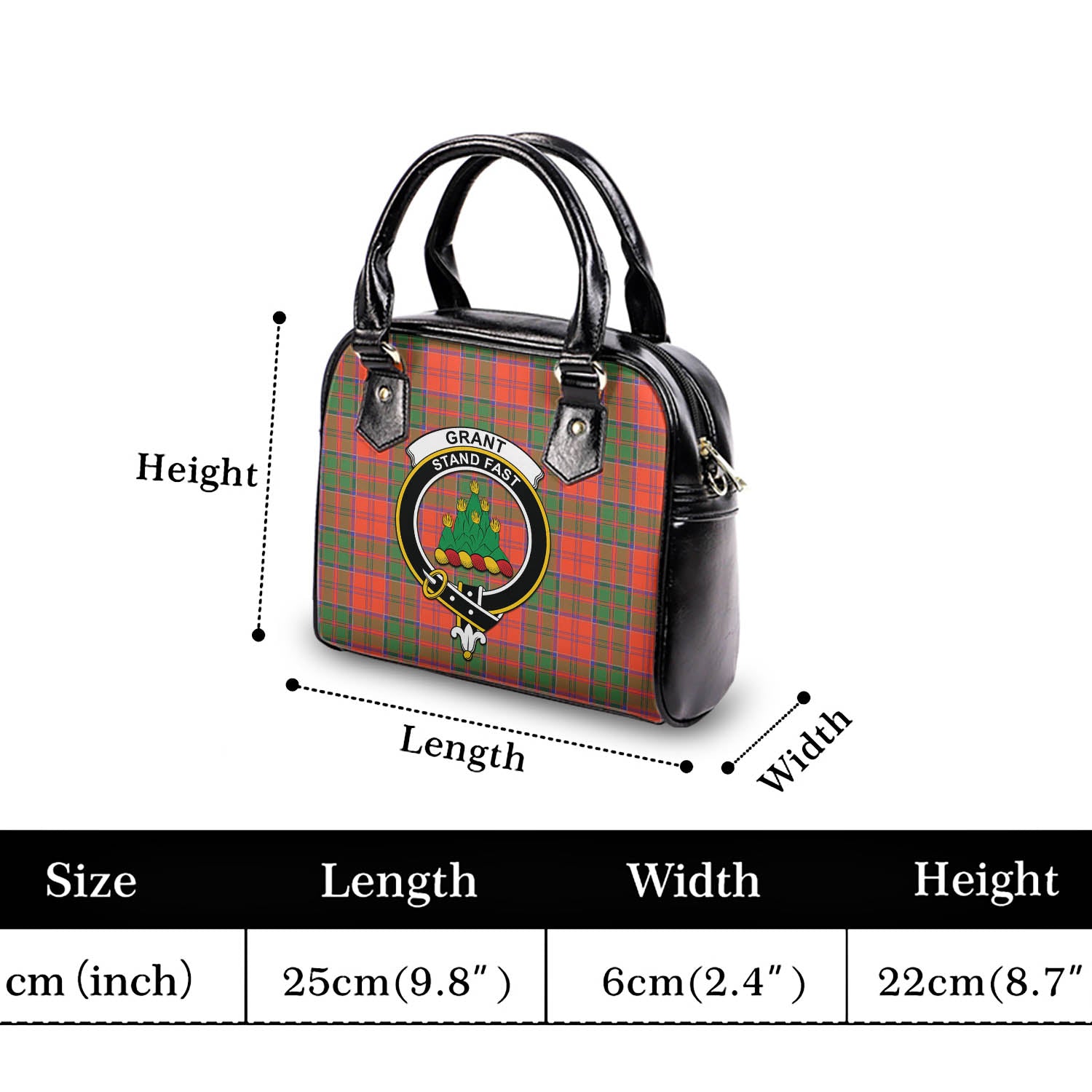 Grant Ancient Tartan Shoulder Handbags with Family Crest - Tartanvibesclothing