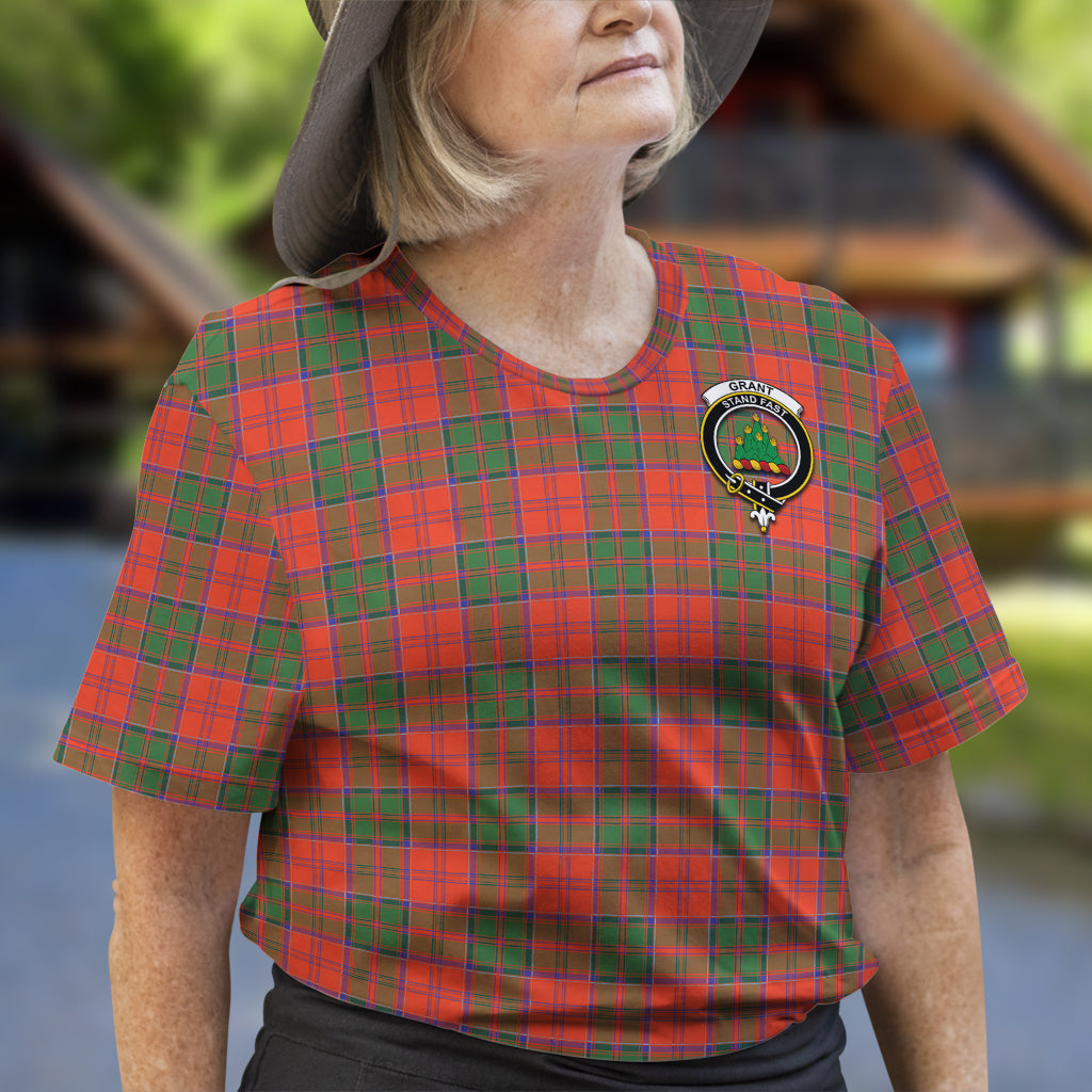 Grant Ancient Tartan T-Shirt with Family Crest - Tartan Vibes Clothing