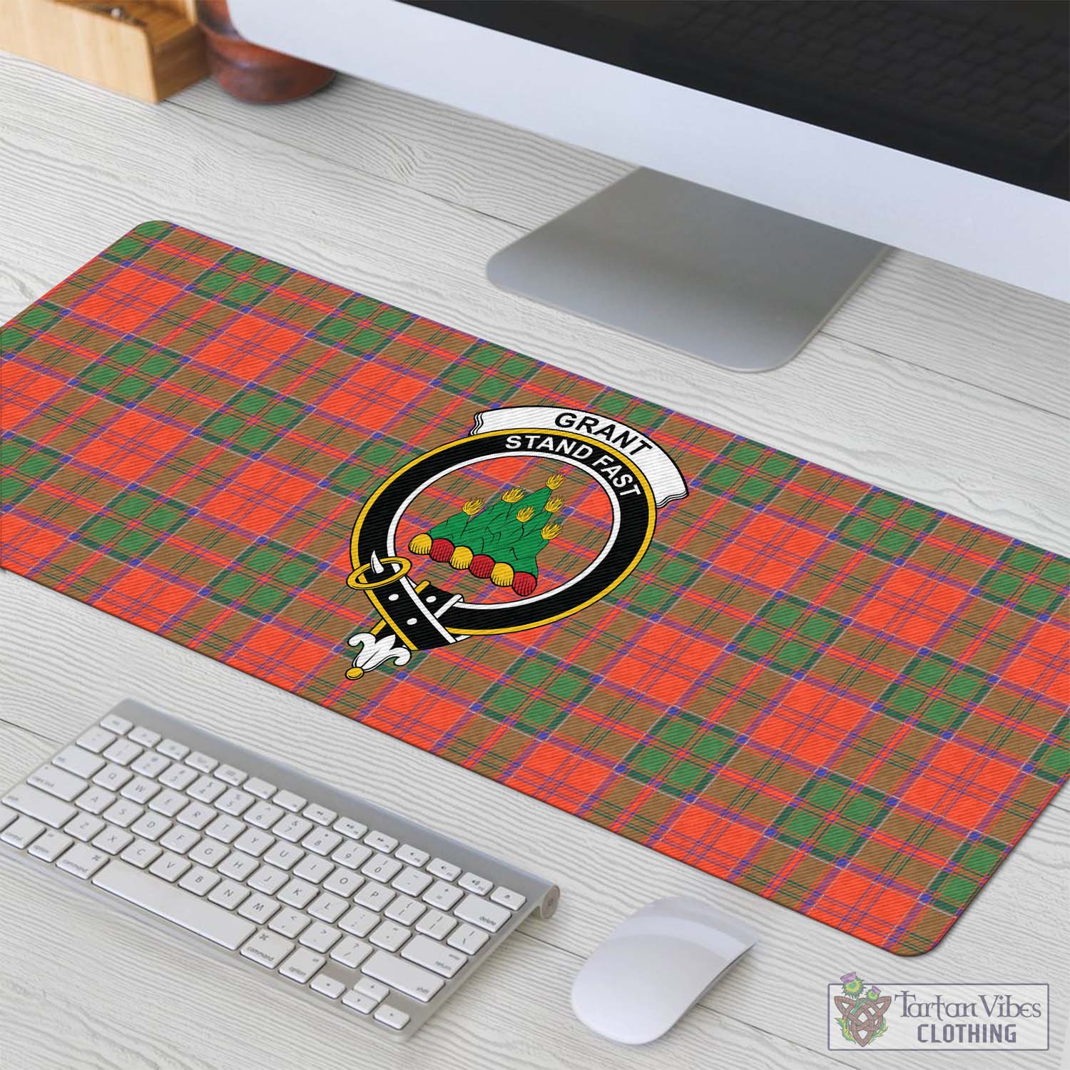 Tartan Vibes Clothing Grant Ancient Tartan Mouse Pad with Family Crest