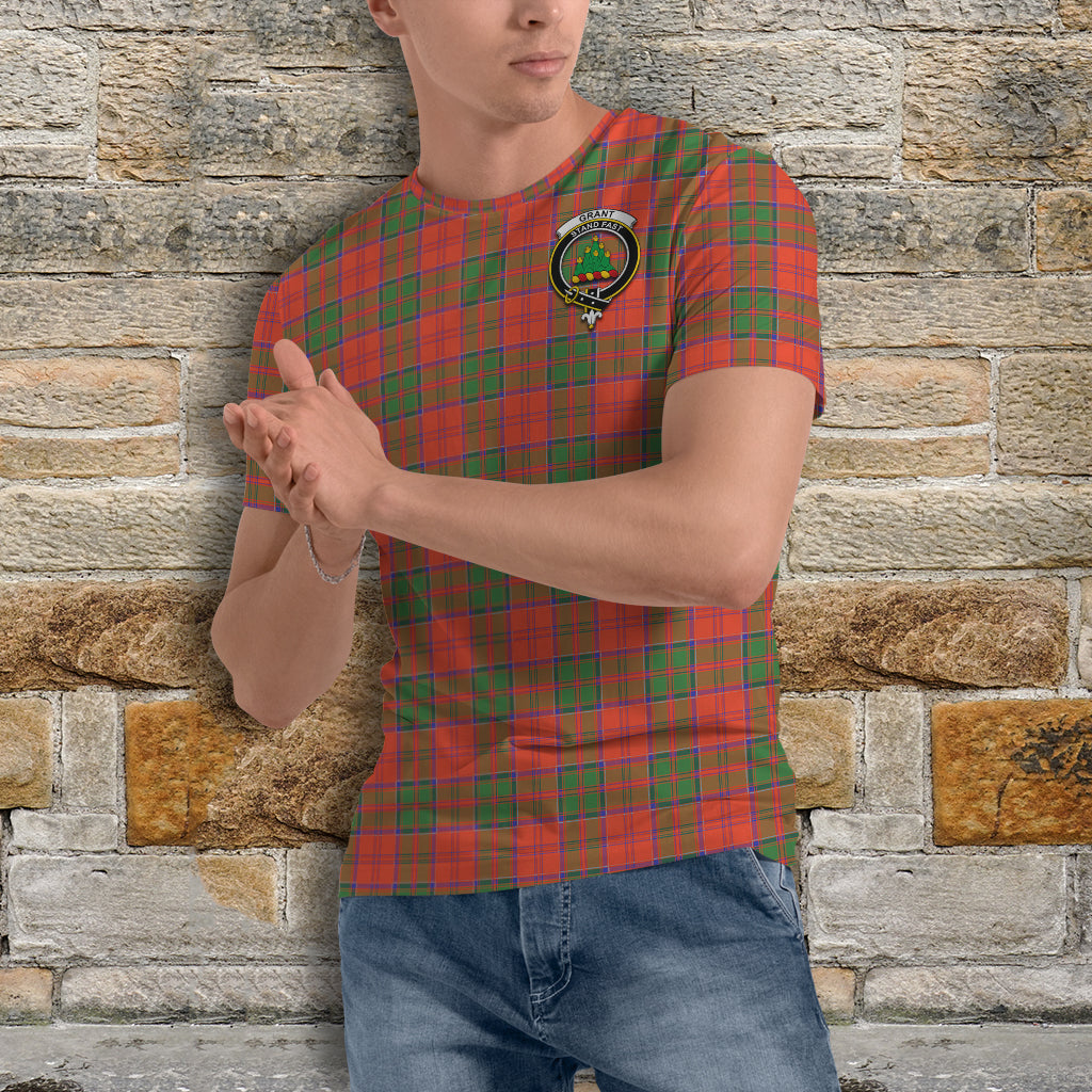 Grant Ancient Tartan T-Shirt with Family Crest - Tartan Vibes Clothing