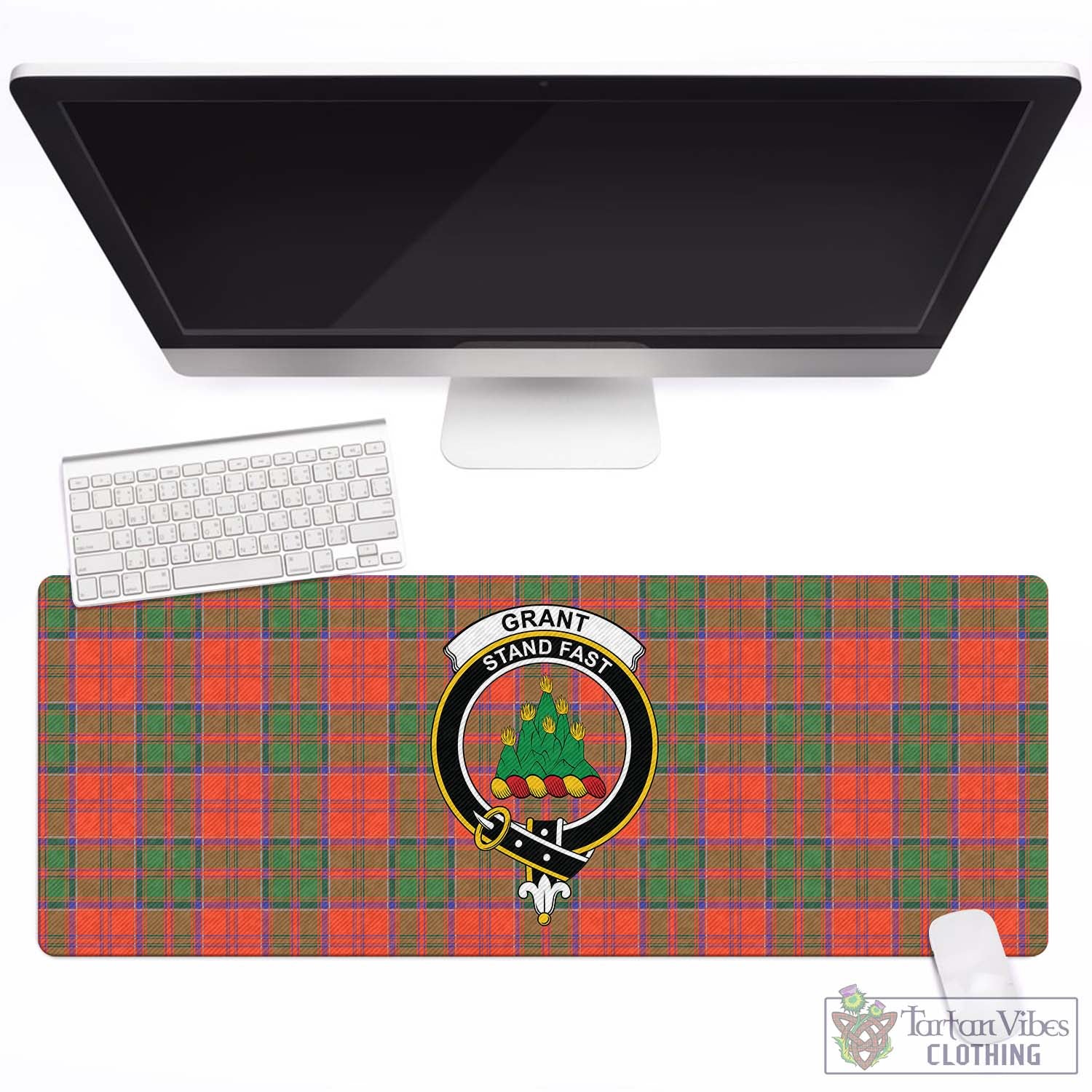 Tartan Vibes Clothing Grant Ancient Tartan Mouse Pad with Family Crest