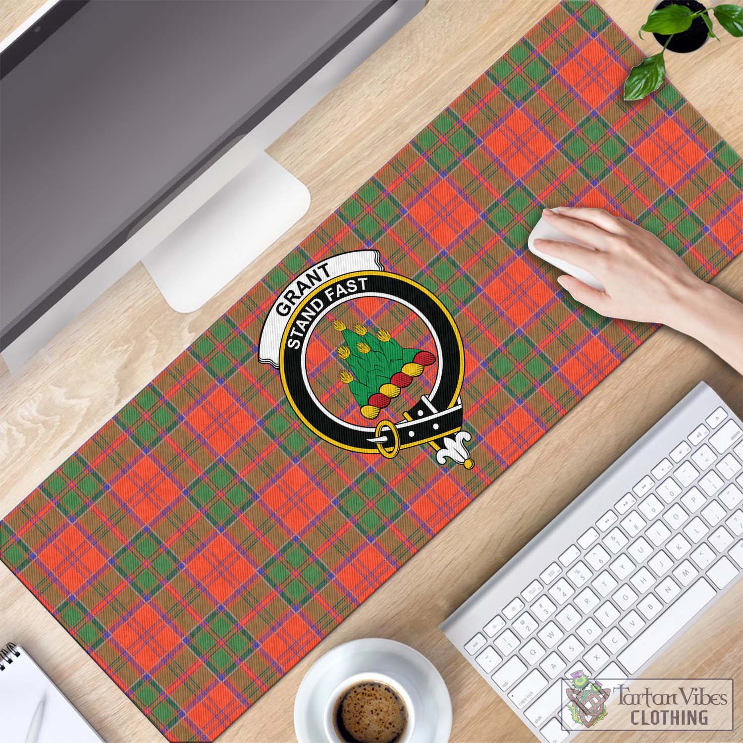 Tartan Vibes Clothing Grant Ancient Tartan Mouse Pad with Family Crest