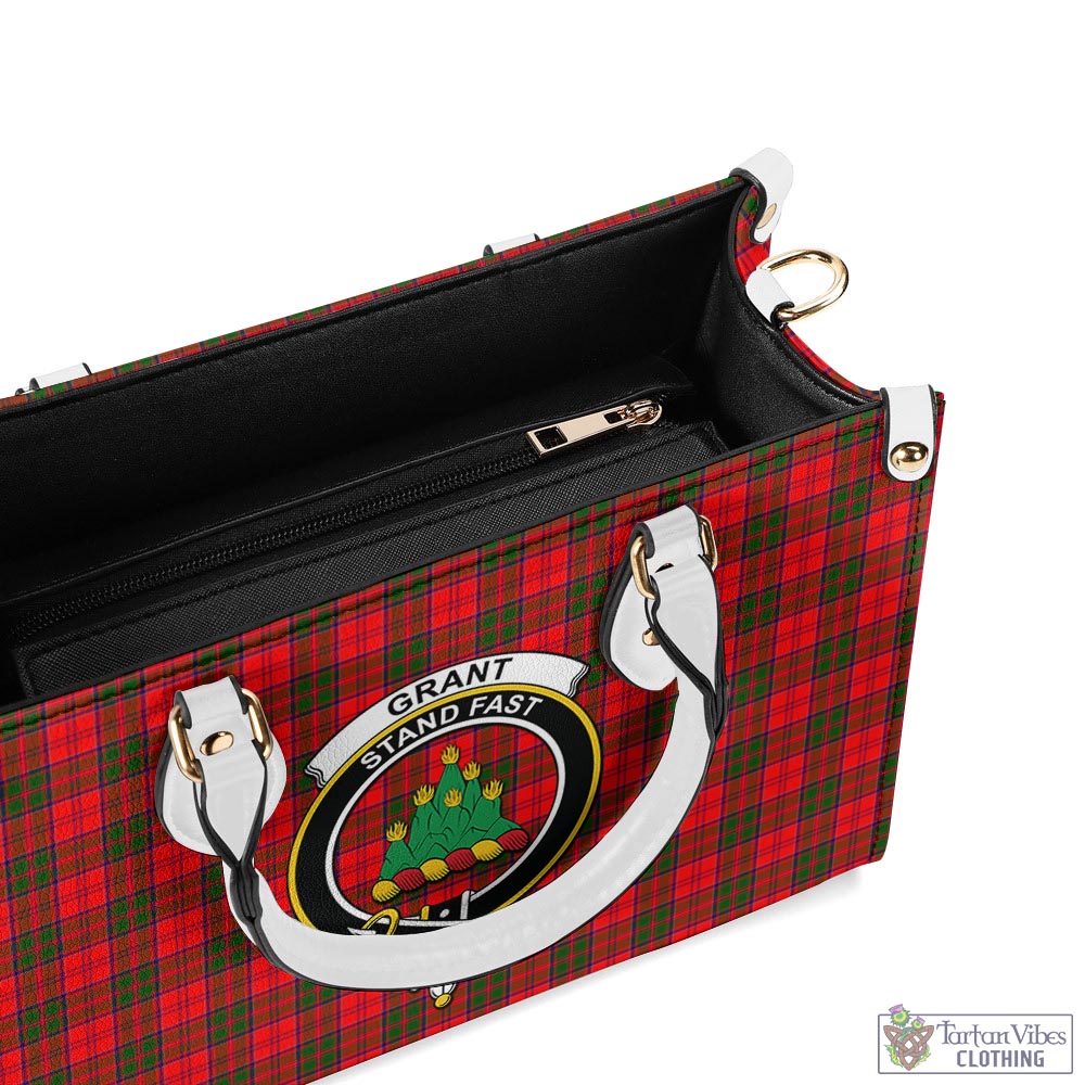 Tartan Vibes Clothing Grant Modern Tartan Luxury Leather Handbags with Family Crest