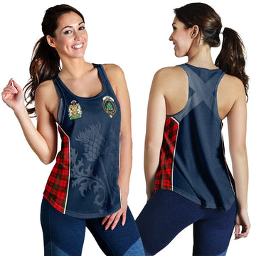 Grant Modern Tartan Women's Racerback Tanks with Family Crest and Scottish Thistle Vibes Sport Style