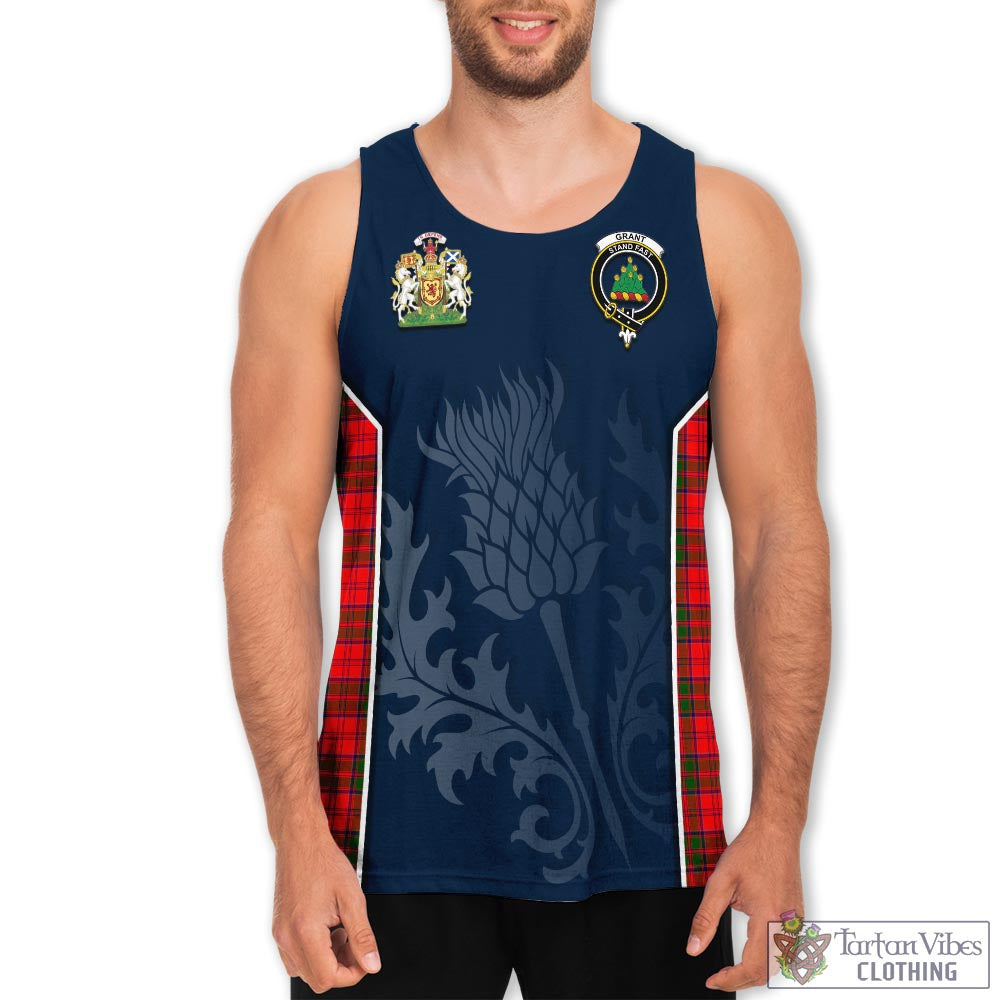 Tartan Vibes Clothing Grant Modern Tartan Men's Tanks Top with Family Crest and Scottish Thistle Vibes Sport Style