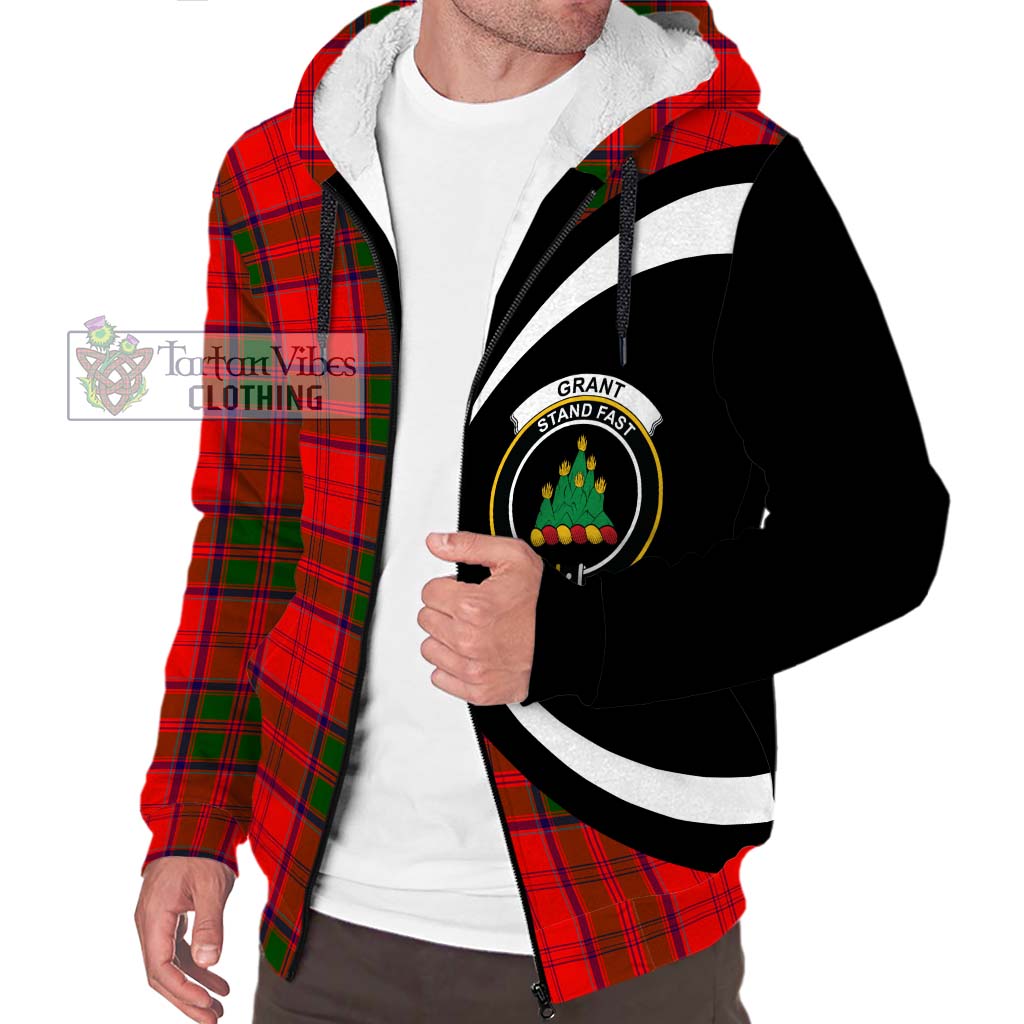 Grant Modern Tartan Sherpa Hoodie with Family Crest Circle Style Unisex S - Tartan Vibes Clothing