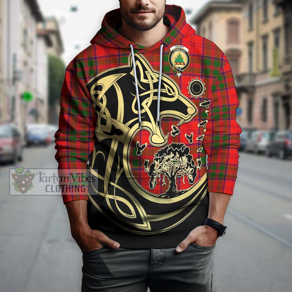 Grant Modern Tartan Hoodie with Family Crest Celtic Wolf Style Zip Hoodie - Tartan Vibes Clothing