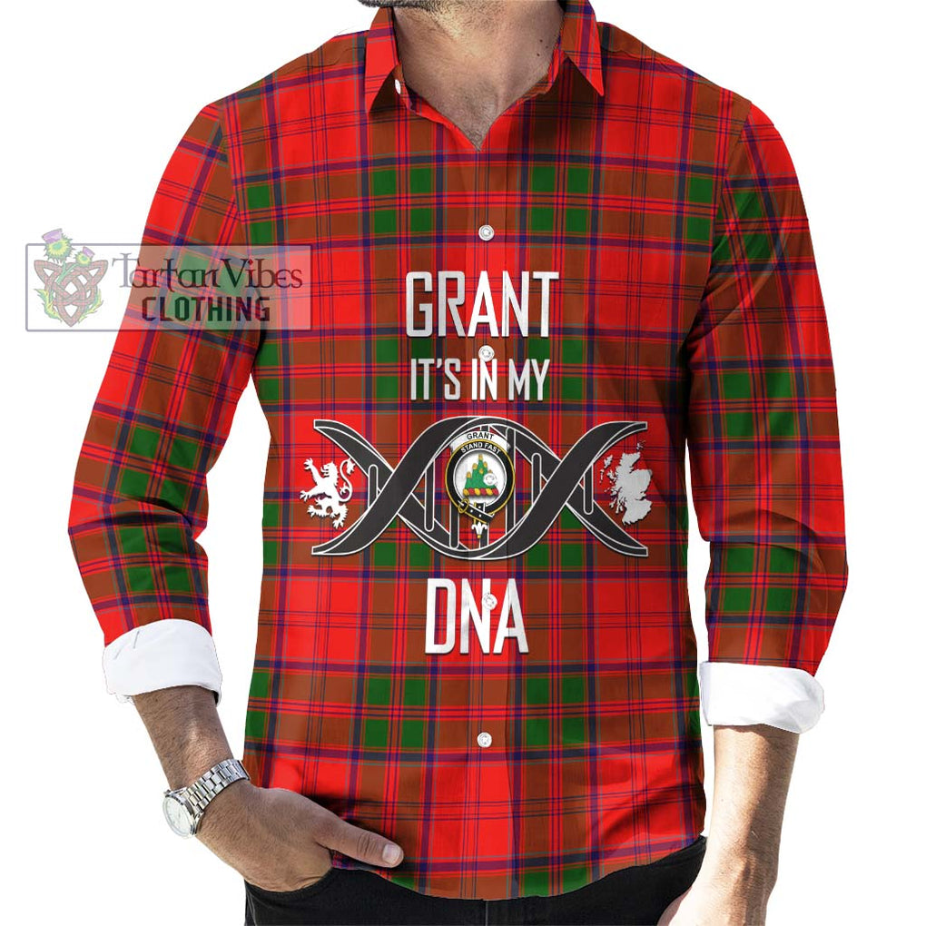 Grant Modern Tartan Long Sleeve Button Shirt with Family Crest DNA In Me Style Men's Shirt S - Tartanvibesclothing Shop