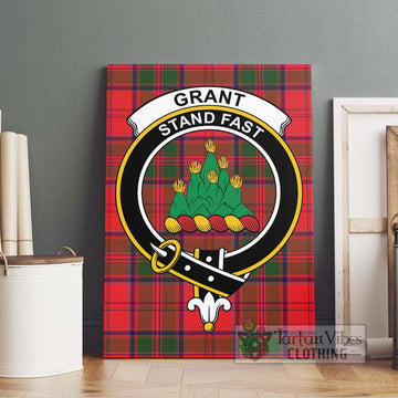 Grant Modern Tartan Canvas Print Wall Art with Family Crest