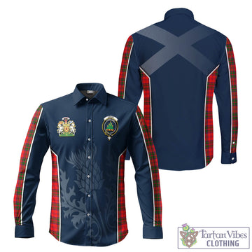 Grant Modern Tartan Long Sleeve Button Up Shirt with Family Crest and Scottish Thistle Vibes Sport Style