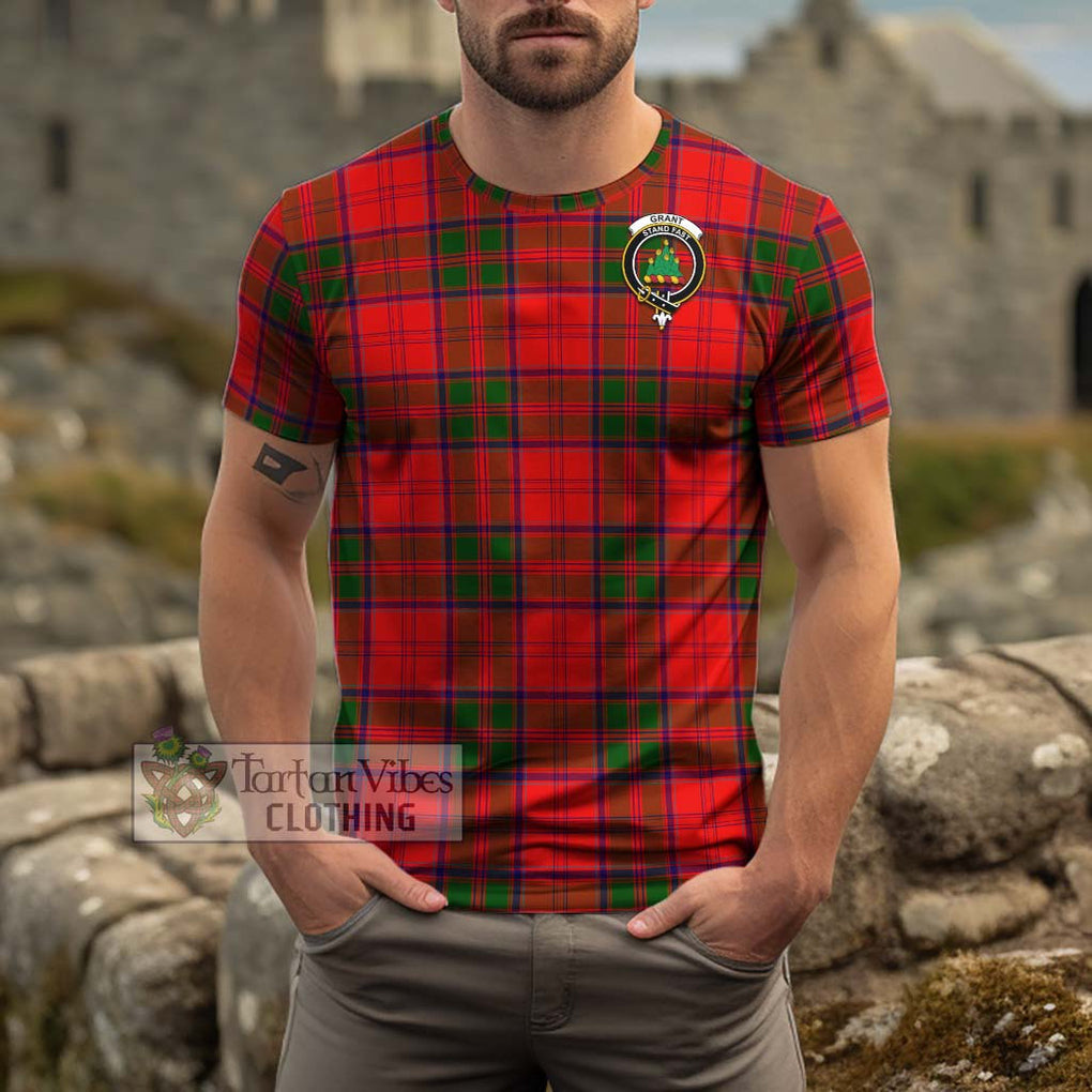 Grant Modern Tartan Cotton T-Shirt with Family Crest Men's Shirt - Tartanvibesclothing Shop