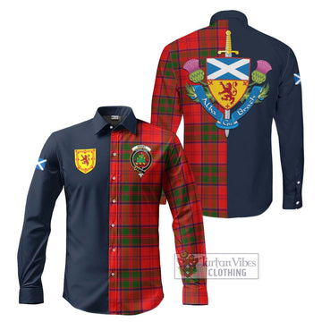 Grant Modern Tartan Long Sleeve Button Shirt Alba with Scottish Lion Royal Arm Half Style