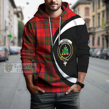 Grant Modern Tartan Hoodie with Family Crest Circle Style