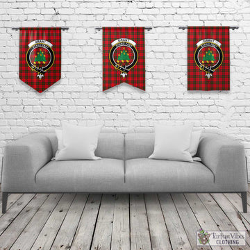 Grant Modern Tartan Gonfalon, Tartan Banner with Family Crest