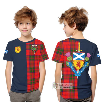 Grant Modern Tartan Kid T-Shirt Alba with Scottish Lion Royal Arm Half Style