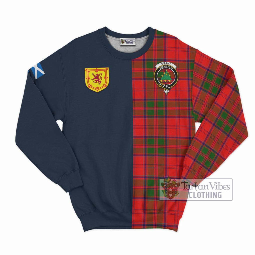 Tartan Vibes Clothing Grant Modern Tartan Sweatshirt with Scottish Lion Royal Arm Half Style