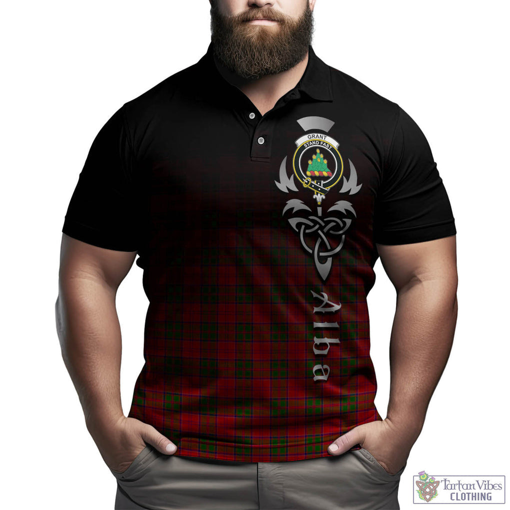 Tartan Vibes Clothing Grant Modern Tartan Polo Shirt Featuring Alba Gu Brath Family Crest Celtic Inspired