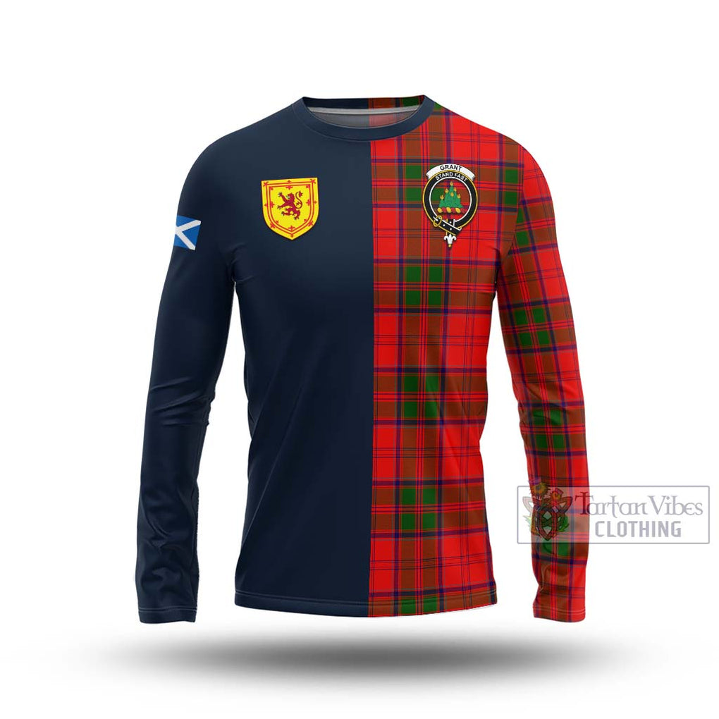 Tartan Vibes Clothing Grant Modern Tartan Long Sleeve T-Shirt with Scottish Lion Royal Arm Half Style