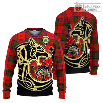 Grant Modern Tartan Ugly Sweater with Family Crest Celtic Wolf Style