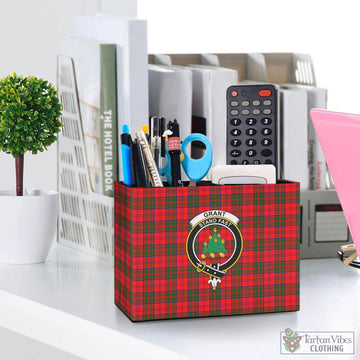 Grant Modern Tartan Pen Holder with Family Crest