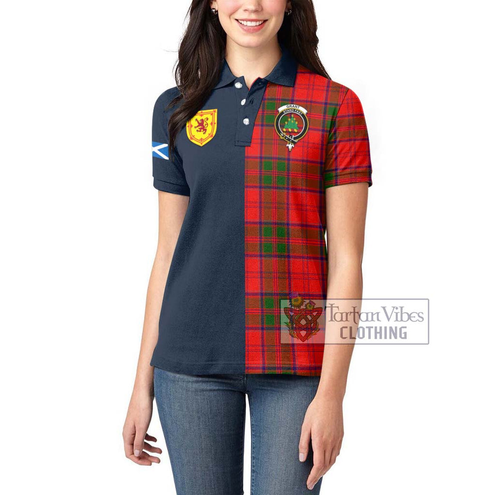 Tartan Vibes Clothing Grant Modern Tartan Women's Polo Shirt with Scottish Lion Royal Arm Half Style