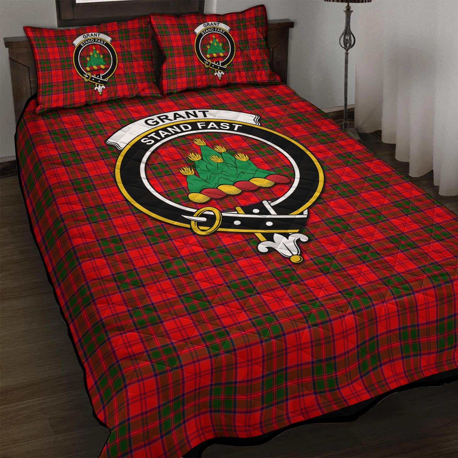 Grant Modern Tartan Quilt Bed Set with Family Crest - Tartan Vibes Clothing