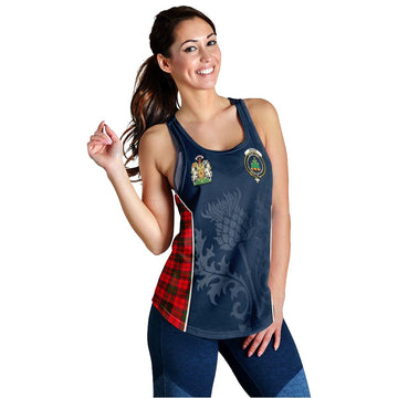 Grant Modern Tartan Women's Racerback Tanks with Family Crest and Scottish Thistle Vibes Sport Style