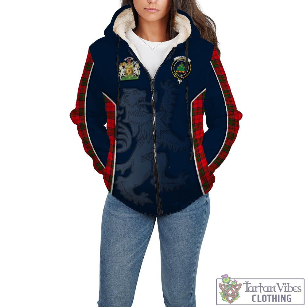 Tartan Vibes Clothing Grant Modern Tartan Sherpa Hoodie with Family Crest and Lion Rampant Vibes Sport Style