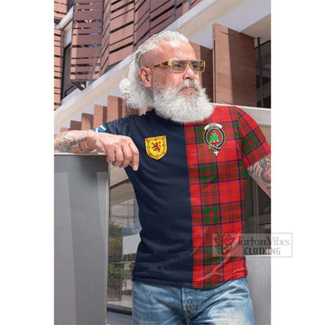 Grant Modern Tartan Cotton T-shirt Alba with Scottish Lion Royal Arm Half Style