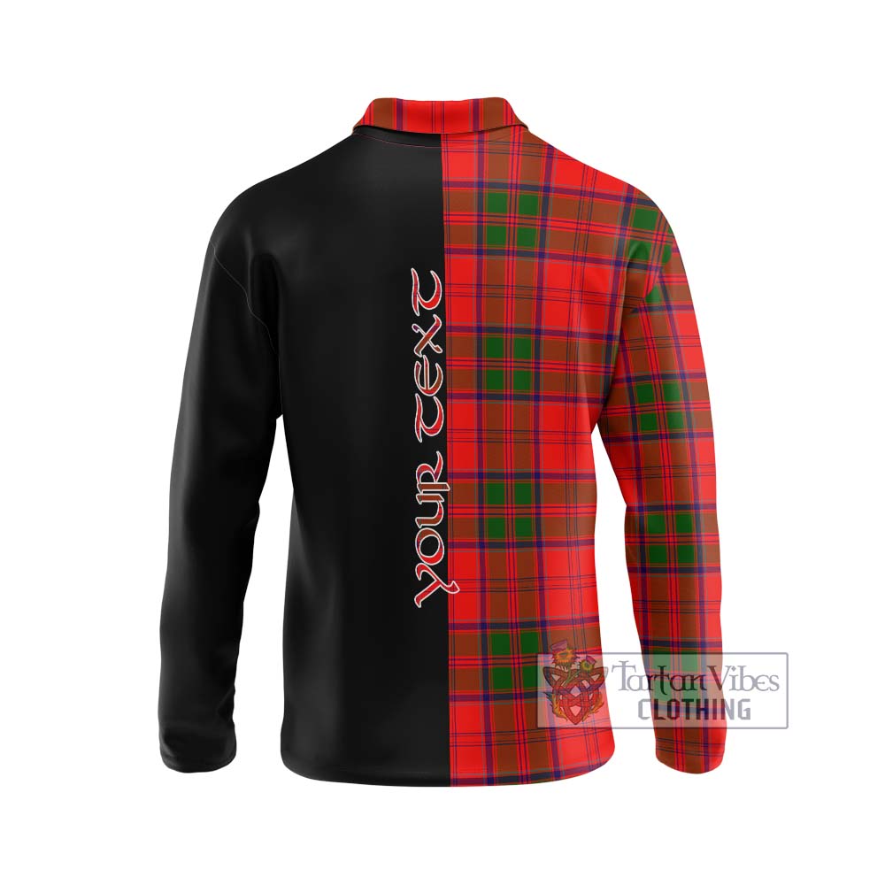 Grant Modern Tartan Long Sleeve Polo Shirt with Family Crest and Half Of Me Style - Tartanvibesclothing Shop