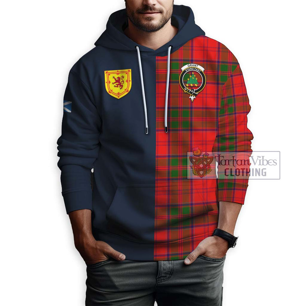 Tartan Vibes Clothing Grant Modern Tartan Hoodie with Scottish Lion Royal Arm Half Style