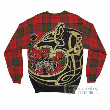 Grant Modern Tartan Sweatshirt with Family Crest Celtic Wolf Style