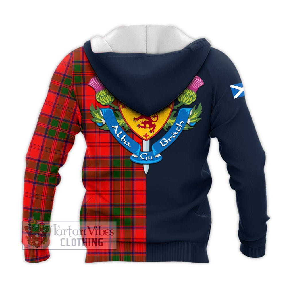 Tartan Vibes Clothing Grant Modern Tartan Knitted Hoodie with Scottish Lion Royal Arm Half Style