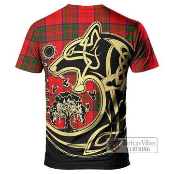 Grant Modern Tartan T-Shirt with Family Crest Celtic Wolf Style